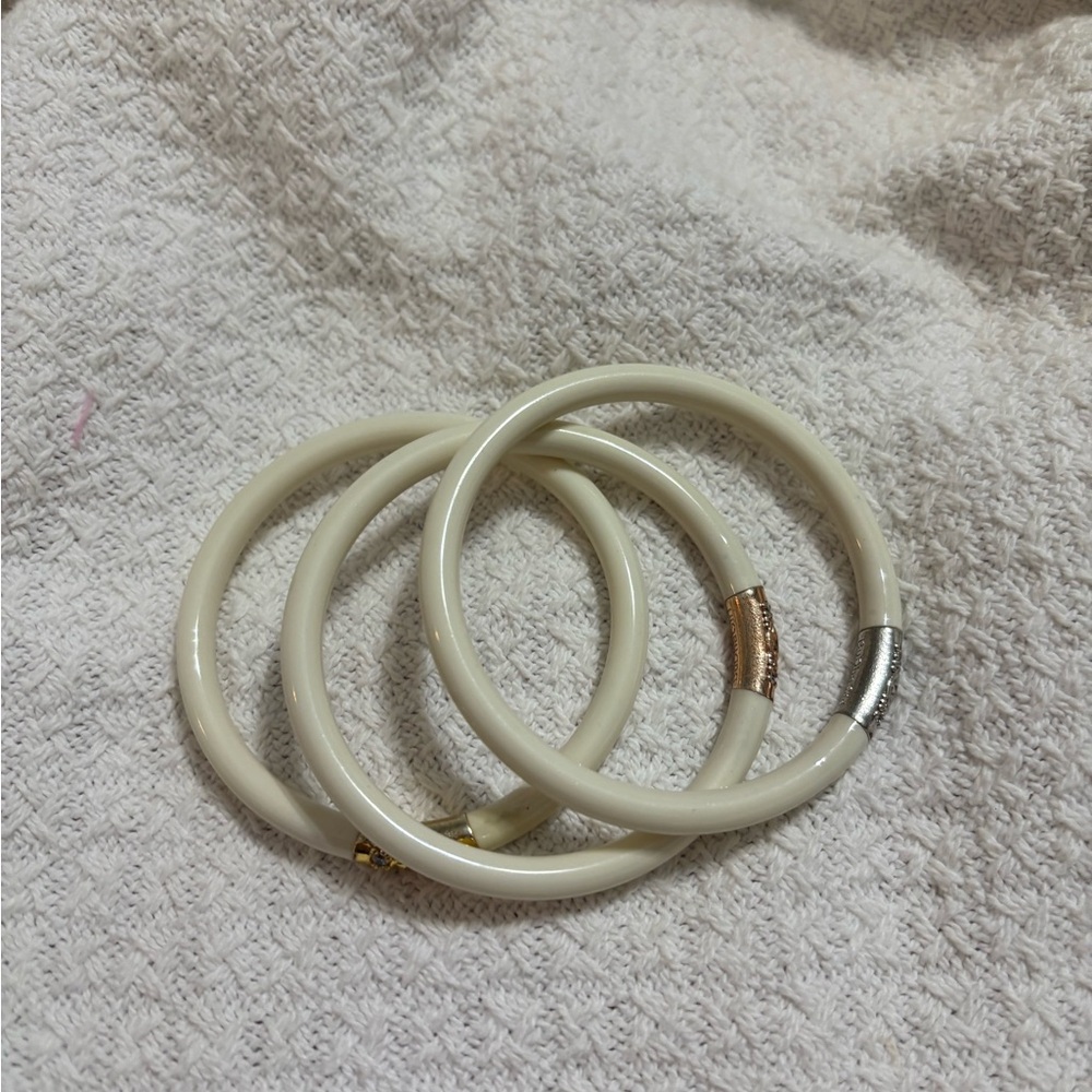 Elegant Cream Buddha Bangle Set. Size small